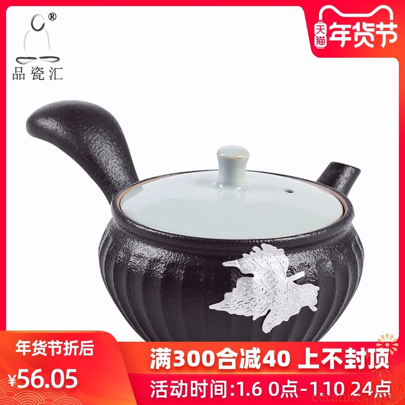 The Product porcelain sink black ceramic teapot side set the lid bowl of coarse pottery Japanese portable tin zen wind restoring ancient ways is kung fu tea set