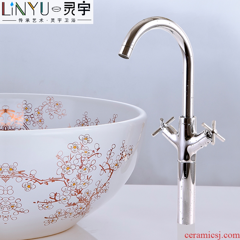Copper double the single - hole faucet kitchen the stage basin accessories bibcock of cold hot hotel household ceramic valve core