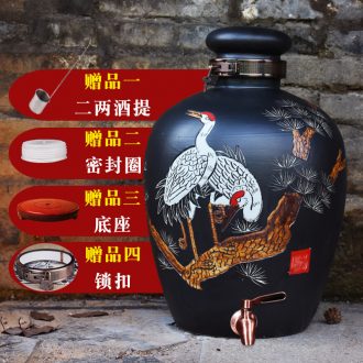 Jingdezhen ceramic seal wine wine jar cylinder 10 jins of archaize hip 50 kg liquor pot home 20 jins altar