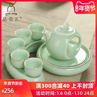 Taste happiness you tea set celadon glaze porcelain sink runs kung fu tea set bearing ceramic teapot tea tea taking