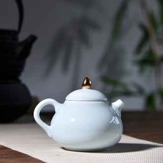 Quiet life jingdezhen Japanese vintage kung fu tea set porcelain handle teapot shadow celadon pot by hand