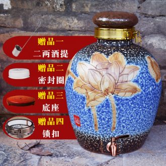 Jingdezhen ceramic jars home 50 kg it can of archaize jars mercifully bottle with tap 20 jins seal hip flask