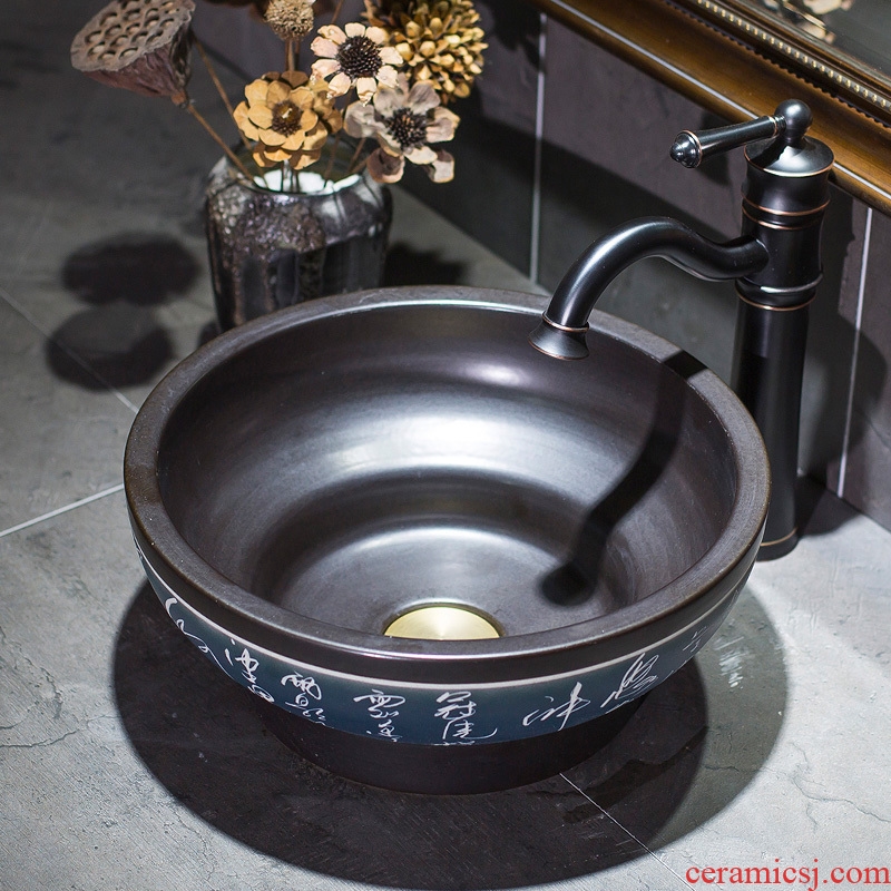 Chinese style antique art stage basin of jingdezhen ceramic lavatory basin stage restoring ancient ways round the sink