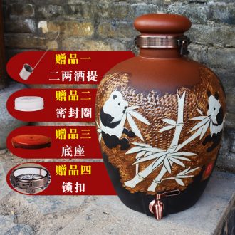 Jingdezhen ceramic 10 jins home wine jar sealing 20 jins with leading it 50 kg hip flask wine pot