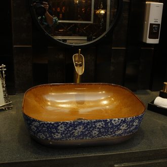 The stage basin basin of Chinese style restoring ancient ways American rectangle art ceramic face basin bathroom sinks The pool that wash a face to wash your hands