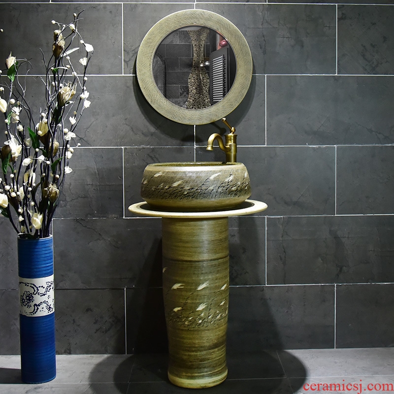 Ceramic column basin bathroom sink sink the pool that wash a face simple floor balcony one wind reed