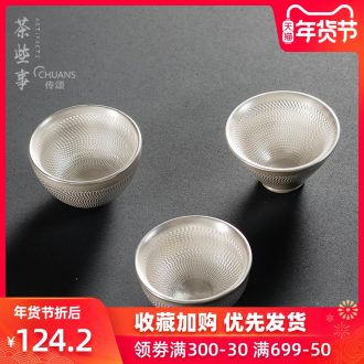 Famed 999 silver ceramic cups jump knife tasted silver gilding individual cup sample tea cup perfectly playable cup kung fu tea cup