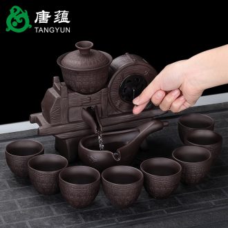 Fortunes lazy people make tea tea service automatically ceramic simple retro new stone mill kung fu tea set the teapot
