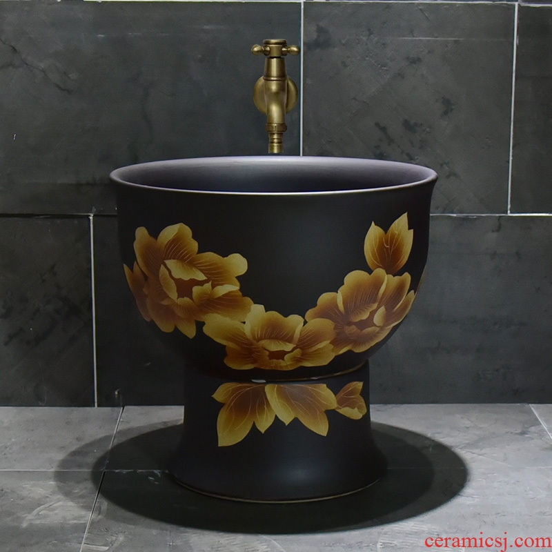 Jingdezhen ceramic golden peony mop pool home antique art restoring ancient ways is the balcony toilet easy mop pool