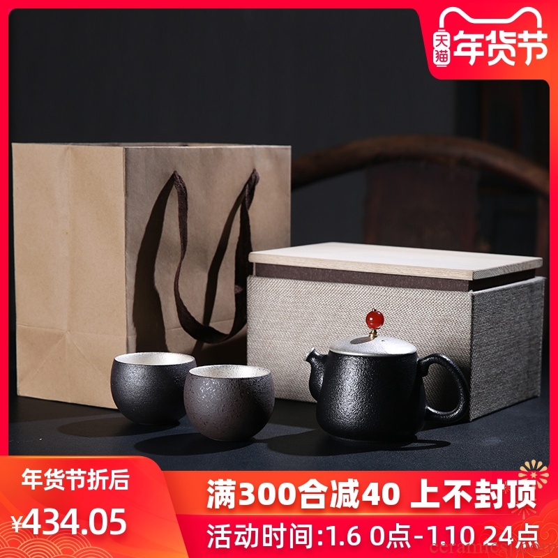 Tasted silver glaze porcelain remit ooze a pot of tea sets, ceramic pot 2 cups of kung fu tea set gift tea set