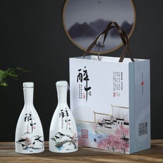 1 catty ceramic bottle box set ceramic bottle wine bottle seal wine bottle is empty of jingdezhen ceramic jars