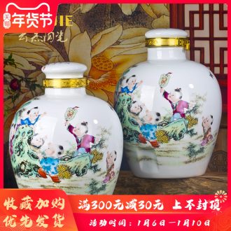 Jingdezhen ceramic jar 20 jins 30 jins 10 jins bottle barrels of wine bottle liquor jar of wine