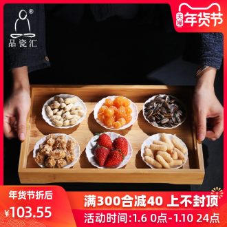 Chinese style tea quality porcelain remit heart disc small snack plate dry fruit tray ceramic plate candy plate teacup pad the nut plate