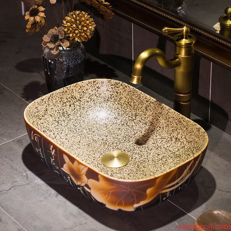 New Chinese style stage basin thin square antique art with its household ceramic lavatory toilet lavabo