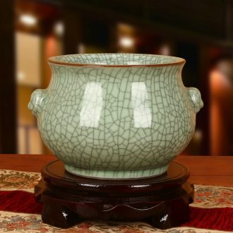 Archaize of jingdezhen ceramics up crack binaural head tortoise cylinder aquarium water shallow pot home furnishing articles
