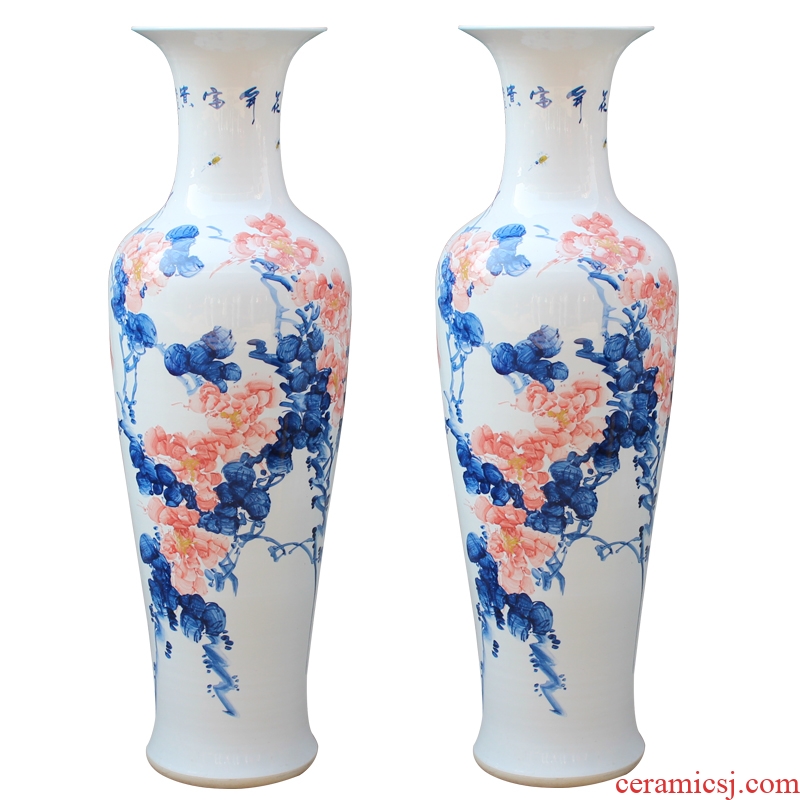 Jingdezhen ceramics hand - made porcelain youligong peony riches and honour of large vase palace hall decoration furnishing articles