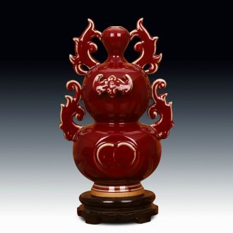 Jingdezhen ceramic vase archaize of jun porcelain up change lang offering red bat wing gourd vases, Chinese furnishing articles