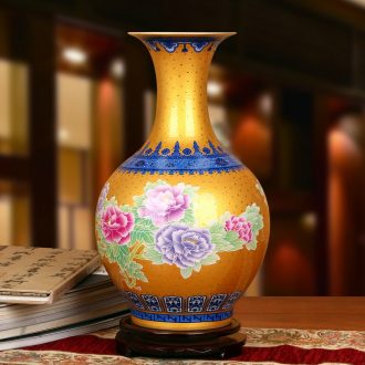 Jingdezhen ceramics high - grade enamel see colour gold peony blue bottle was contracted and I household adornment furnishing articles