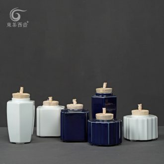 East west tea pot of mini caddy fixings trumpet celadon travel carry portable ceramic seal puer tea storage tanks