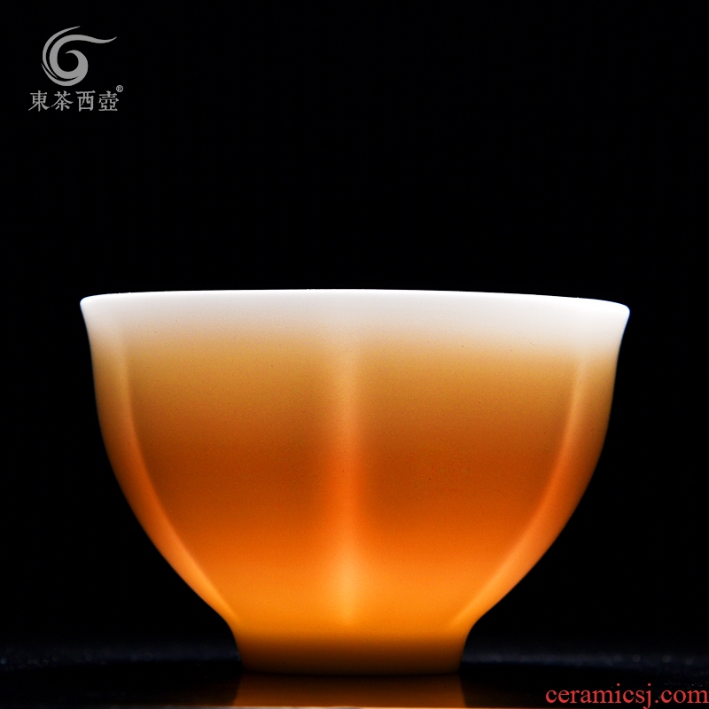 East west tea pot of white porcelain ceramic sample tea cup, pure white cup kung fu tea set single cup white porcelain tea cups in China