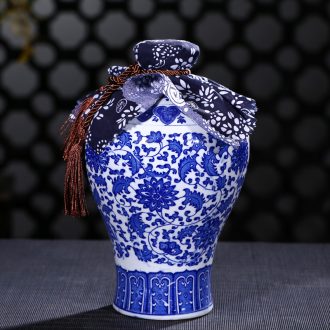 Jingdezhen ceramic jars 5 jins of 10 jins to ceramic bottle of liquor altar empty bottle sealed jar of wine jugs