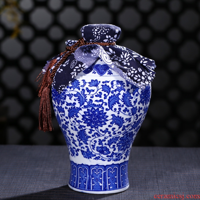 Jingdezhen ceramic jars 5 jins of 10 jins to ceramic bottle of liquor altar empty bottle sealed jar of wine jugs