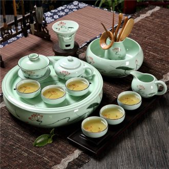 Home sitting room office longquan celadon chaoshan kungfu tea sets the teapot teacup chaozhou ceramic round tray