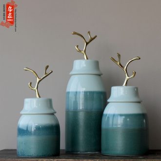 Jingdezhen ceramics Nordic manual variable vase key-2 luxury furnishing articles creative home dry flower arranging flowers to decorate the sitting room