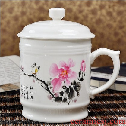 The large capacity of jingdezhen ceramic cup ipads porcelain cups with cover office cup boss cup tea cup 900 ml cups