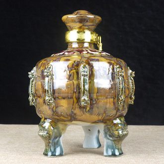 5 jins of jingdezhen ceramic bottle jar jar storage bottle variable glaze decoration bottle wine bottle of three feet