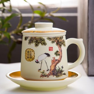 Jingdezhen ceramic cups office glass filter tea cup personal high - capacity tea cup 450 ml