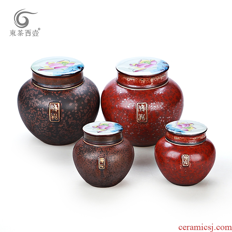 East west tea pot of ceramic tea pot small storage tank puer tea pot large ancient tea urn up tuan jar