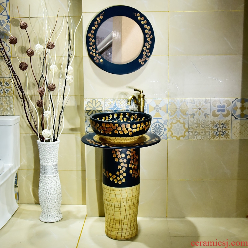 New basin of jingdezhen ceramic column small balcony sink one pillar type toilet lavatory of the basin that wash a face