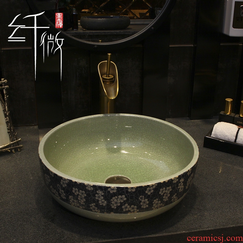 35 cm American art basin of small round ceramic basin that wash a face the pool that wash a face the stage basin sink creative Chinese northern Europe