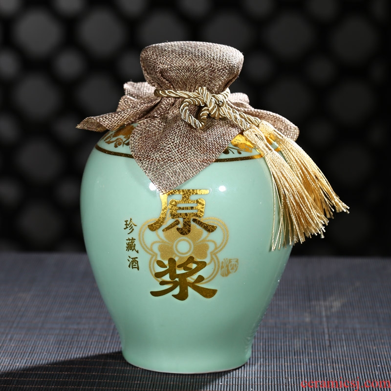 Jingdezhen ceramic bottle 1 catty 2 jins of 3 kg 5 jins of 10 jins jars sealed tank storage bottles of wine bottle is empty