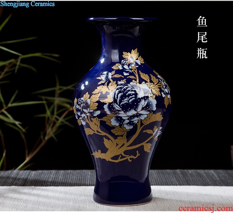 Jingdezhen ceramics antique blue-and-white hand-painted mini floret bottle of flower tea hydroponic creative rich ancient frame furnishing articles