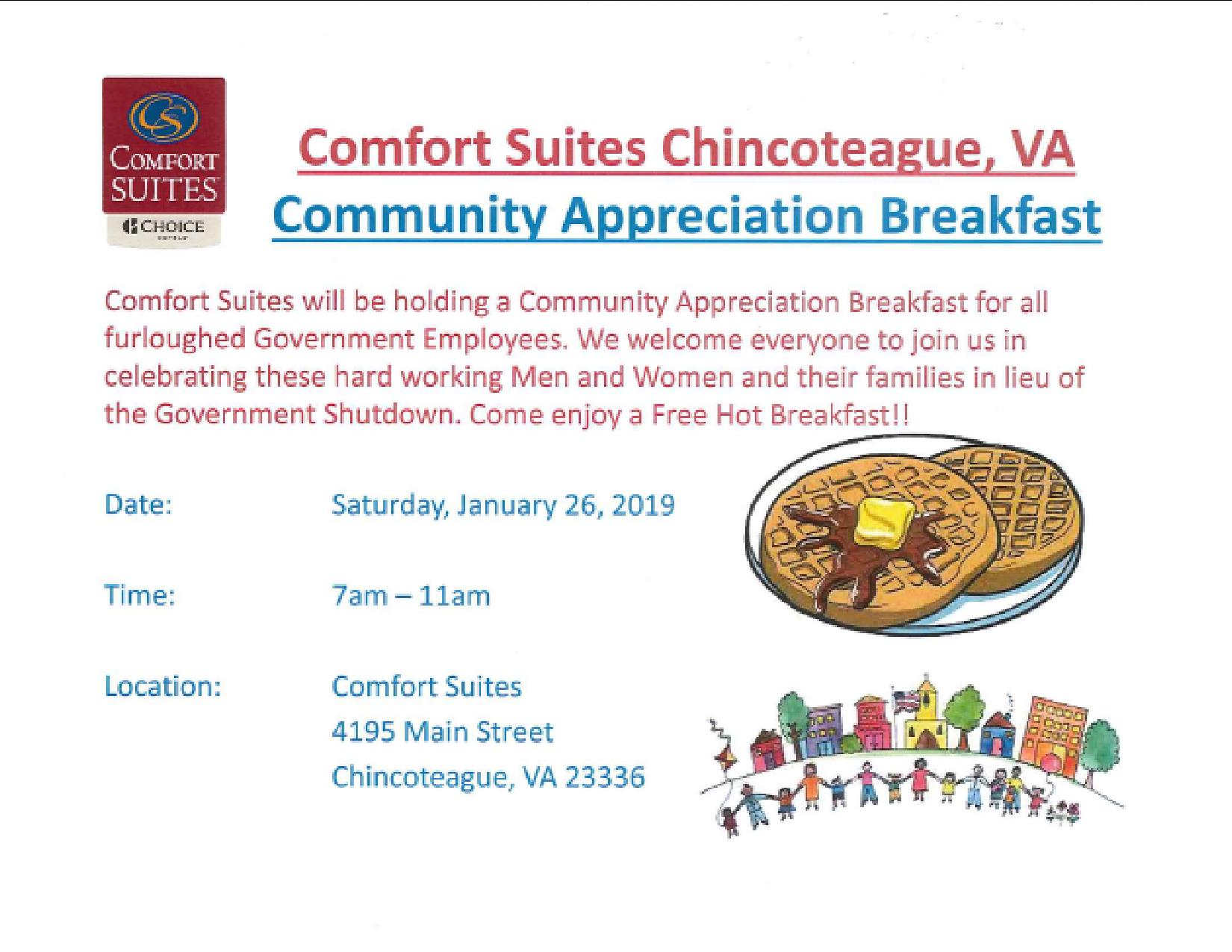 Comfort Suites Community Appreciation Breakfast Chincoteague