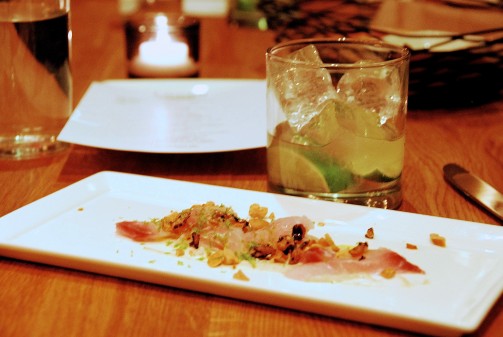 Red snapper Crudo and Caipirissima