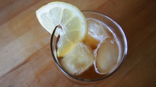 Shandy with lemonade ice cubes