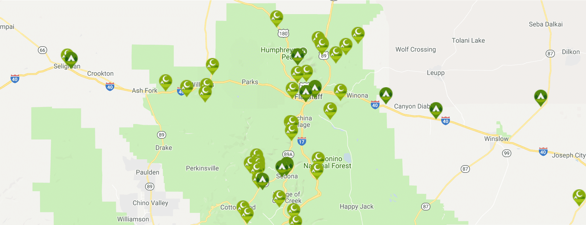 iOverlander is another great app for finding boondocking sites. Their search also provides a map with color-coded pins.