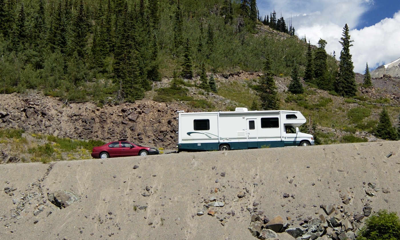 bike rack between rv and toad