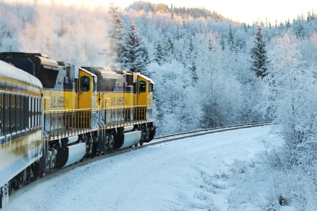 Denali Star Train in Snow