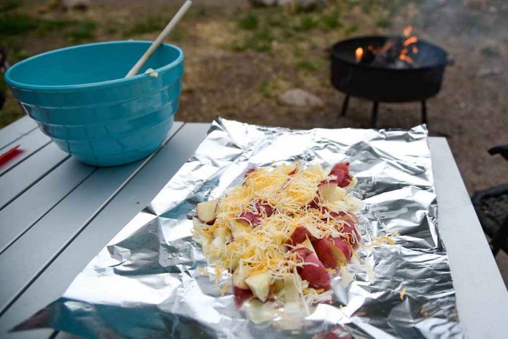 cheesy tinfoil potatoes