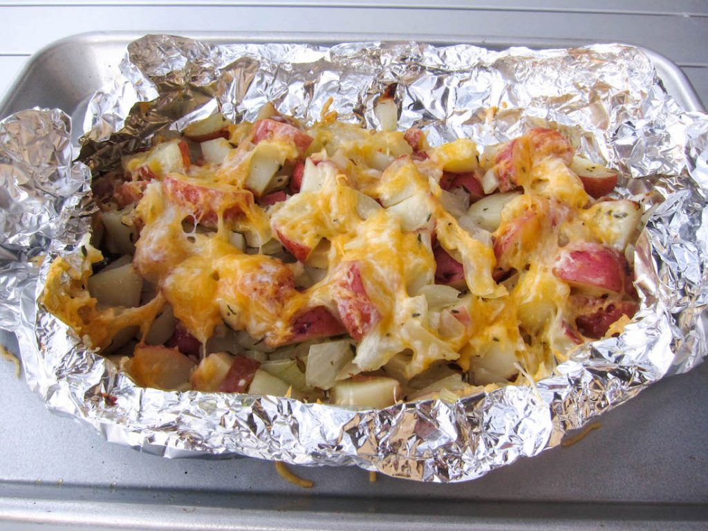 cheesy tinfoil potatoes