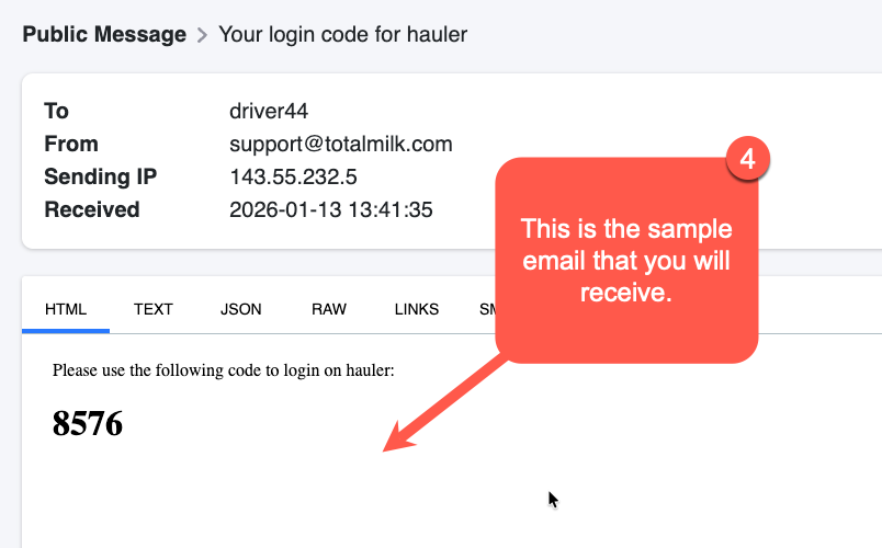 Verification code in email or SMS