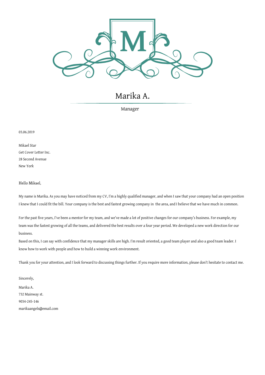 compliance position cover letter