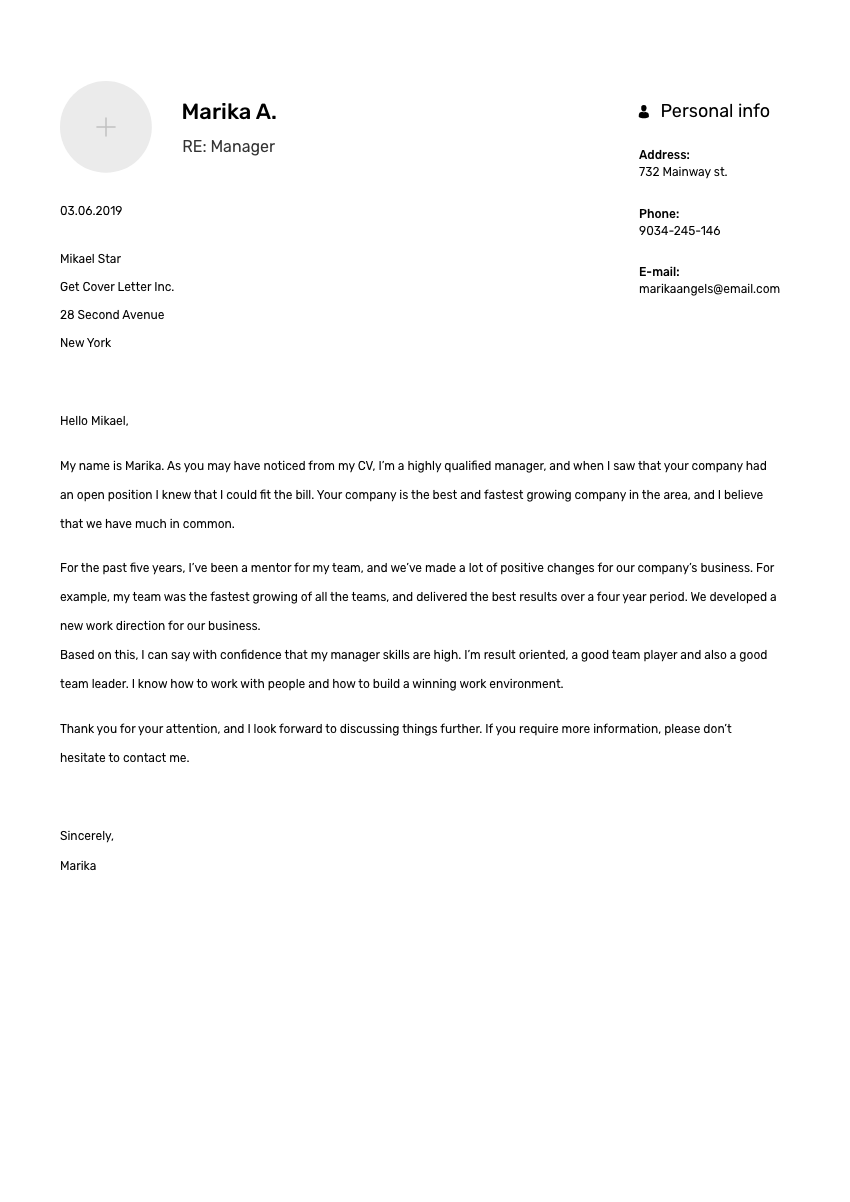 cover letter examples property manager