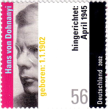 Hans von Dohnányi na niemieckim znaczku pocztowym