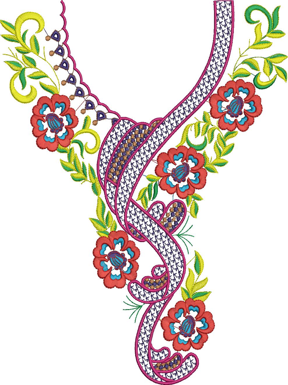 Arabic Embroidery Neck Designs, Free Arabick Nick Latest Design (423)