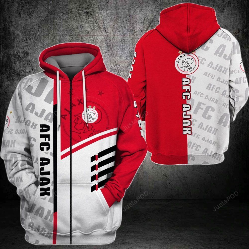 Afc Ajax 3d All Over Print Hoodie Zip-up Hoodie